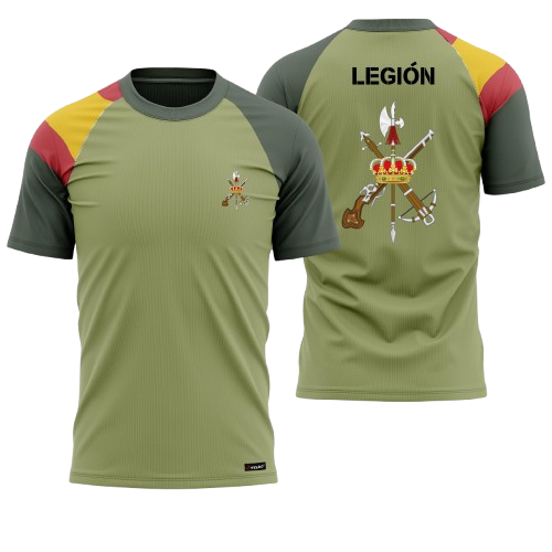 Camiseta bandera Legión Española verde, vista delantera y trasera